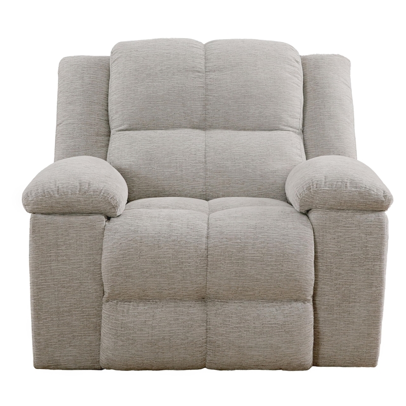 Pemberly Row Modern Velvet and Yarns Fabric Recliner in Opal Taupe