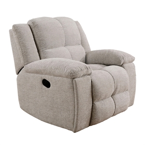 Pemberly Row Modern Velvet and Yarns Fabric Recliner in Opal Taupe