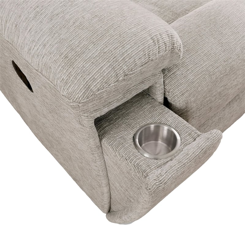 Pemberly Row Modern Velvet and Yarns Fabric Recliner in Opal Taupe
