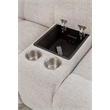Pemberly Row Modern Velvet/Fabric Reclining Console Loveseat in Taupe