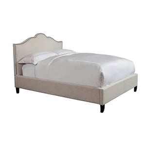 Pemberly Row Traditional Fabric California King Bed in Beige