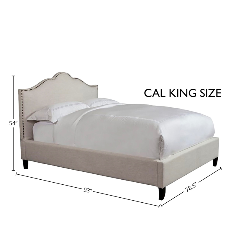 Pemberly Row Traditional Fabric California King Bed in Beige