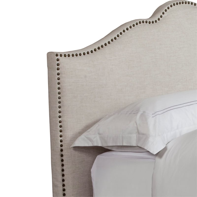 Pemberly Row Traditional Fabric California King Bed in Beige