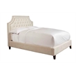 Pemberly Row Traditional Velvet Fabric Queen Bed in White/Black