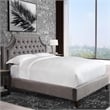 Pemberly Row Traditional Velvet Fabric Queen Bed in Flannel Gray