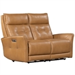 Pemberly Row Leather Zero Gravity Power Reclining Loveseat in Brown