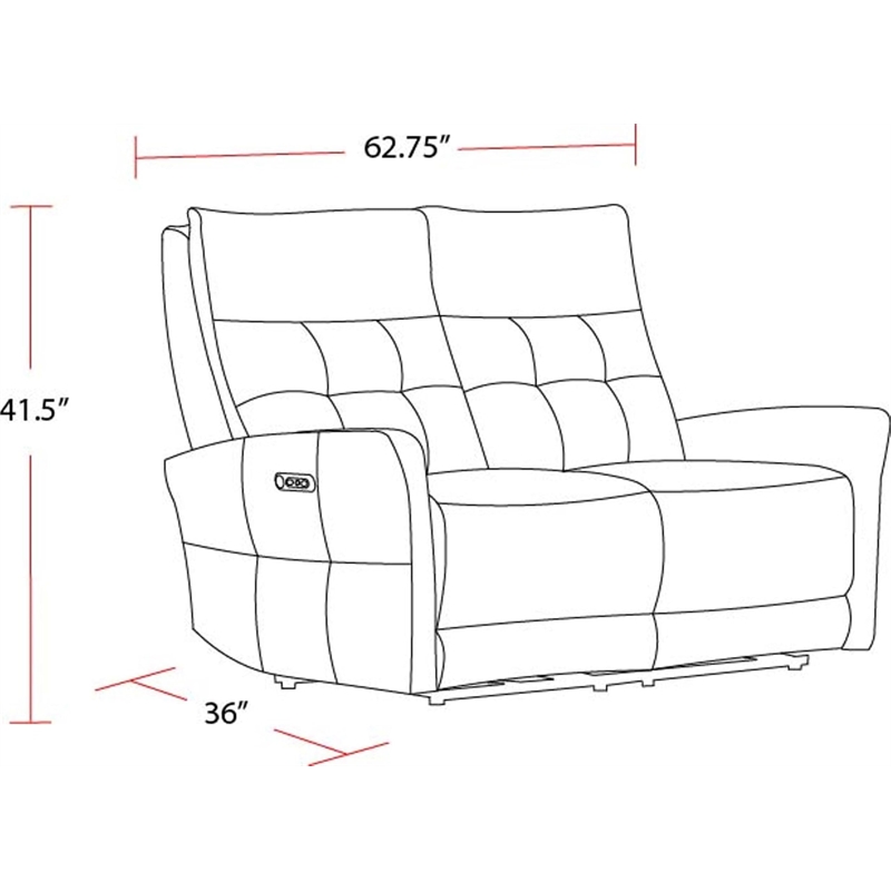 Pemberly Row Leather Zero Gravity Power Reclining Loveseat in Brown
