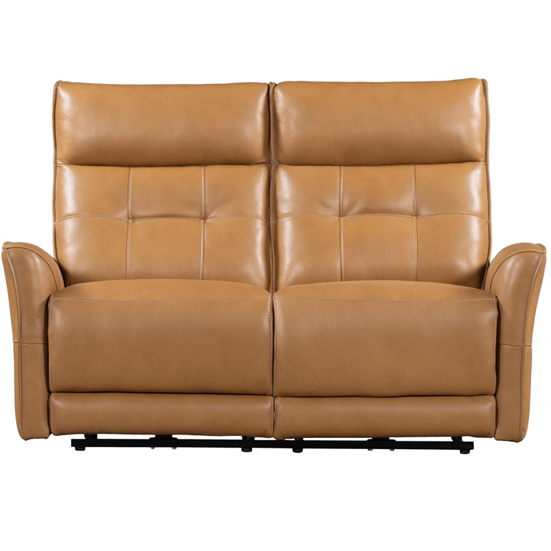 Pemberly Row Leather Zero Gravity Power Reclining Loveseat in Brown