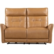 Pemberly Row Leather Zero Gravity Power Reclining Loveseat in Brown