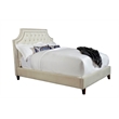 Pemberly Row Traditional Velvet Fabric King Bed in White/Black