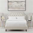Pemberly Row Traditional Velvet Fabric King Bed in White/Black