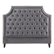 Pemberly Row Traditional Velvet Fabric King Bed in Flannel Gray