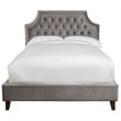 Pemberly Row Traditional Velvet Fabric King Bed in Flannel Gray