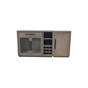 Pemberly Row Wood Multi-Functional Server with Bar Cabinet in Taupe