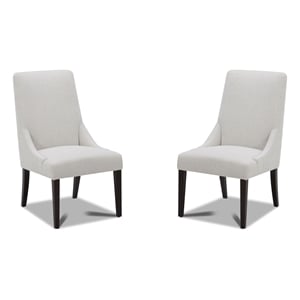 Pemberly Row 20&quot Modern Fabric Dining Chair in Mirage White (Set of 2)