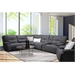 Pemberly Row Faux Leather Power Reclining Sectional in Charcoal