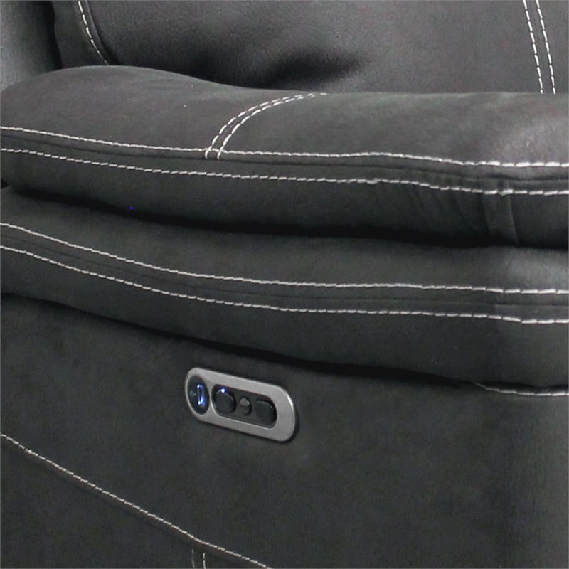 Pemberly Row Traditional Fabric Power Reclining Sectional in Charcoal