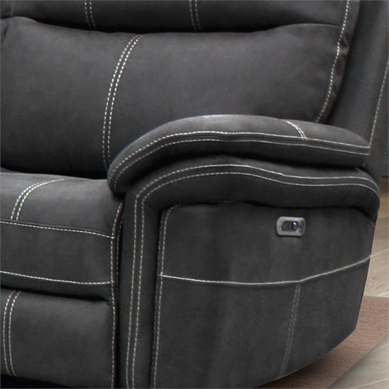 Pemberly Row Traditional Fabric Power Reclining Sectional in Charcoal