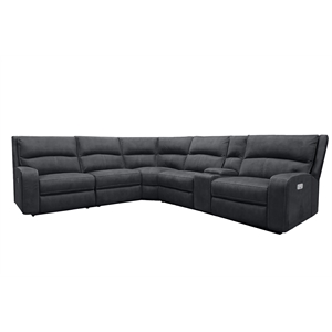 Pemberly Row Modern Fabric Power Reclining Sectional in Charcoal
