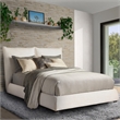 Pemberly Row Traditional Fabric Queen Bed in Cozy Snow Beige