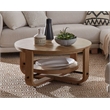Pemberly Row Traditional Wood Round Cocktail Table with Shelf in Natural
