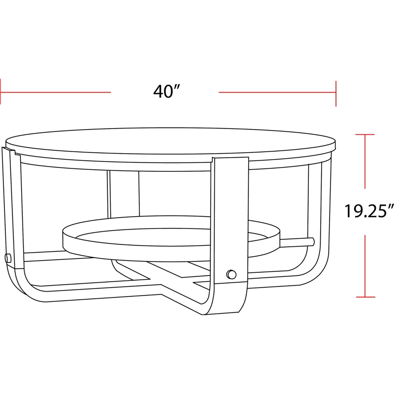Pemberly Row Traditional Wood Round Cocktail Table with Shelf in Natural
