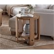 Pemberly Row Traditional Wood Round End Table with Shelf in Natural