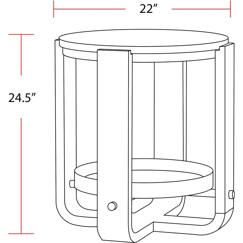 Pemberly Row Traditional Wood Round End Table with Shelf in Natural