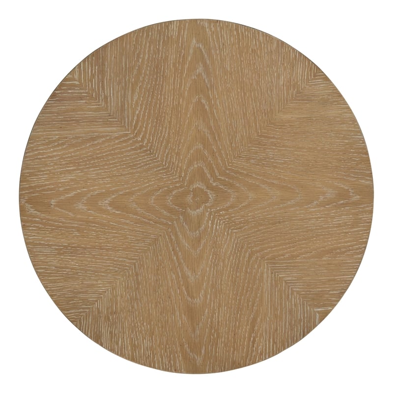 Pemberly Row Traditional Wood Round End Table with Shelf in Natural