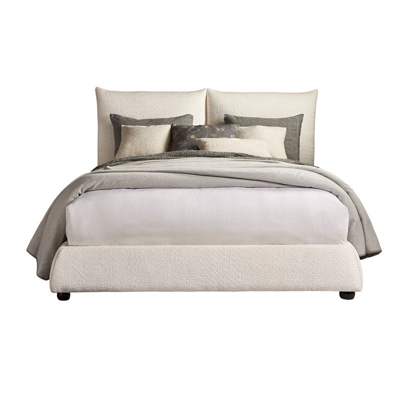 Pemberly Row Traditional Fabric California King Bed in Beige