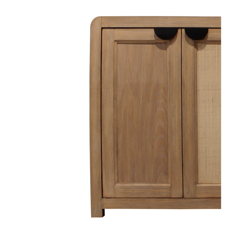 Pemberly Row Wood Console with Reversible Panel Doors in Natural