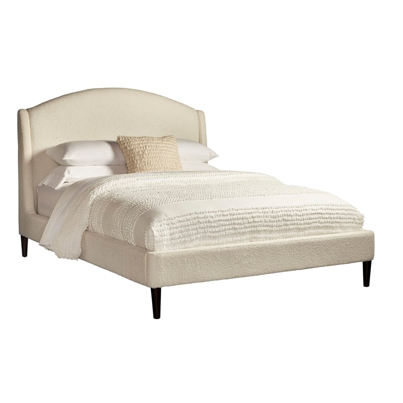 Pemberly Row Traditional Fabric Queen Bed in Milano Snow Beige