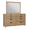 Pemberly Row 8 Drawer Traditional Wood Dresser and Mirror in Natural