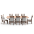 Pemberly Row 9 Piece Wood Extendable Table & Chairs in Natural