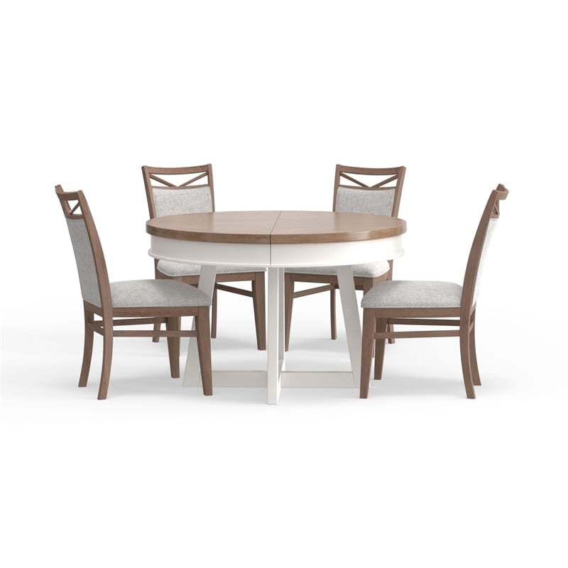 Pemberly Row 5 Piece Wood Round Dining Table & Chairs in Natural