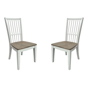 Pemberly Row 18&quot Wood Spindle Back Dining Chair in White (Set of 2)