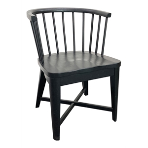 Pemberly Row 18&quot Wood Barrel Dining Chair in Black (Set of 2)