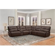 Pemberly Row Modern Faux Leather Reclining Sectional in Chocolate
