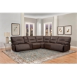 Pemberly Row Modern Faux Leather Reclining Sectional in Chocolate