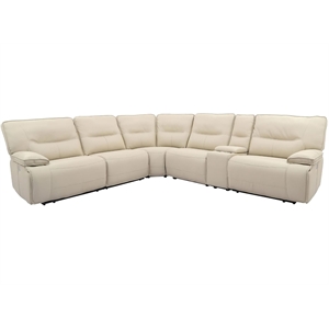 Pemberly Row Modern Faux Leather Reclining Sectional in White