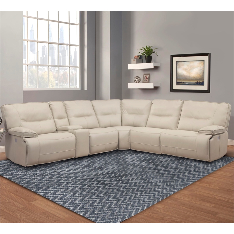 Pemberly Row Modern Faux Leather Reclining Sectional in White