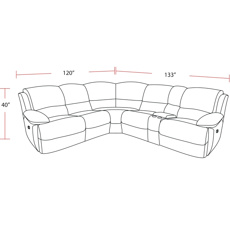 Pemberly Row Modern Faux Leather Reclining Sectional in White