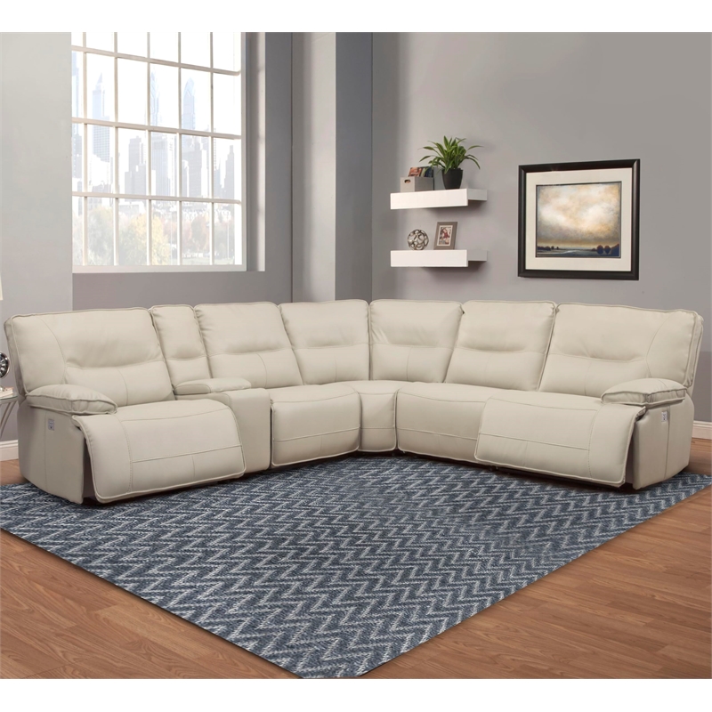 Pemberly Row Modern Faux Leather Reclining Sectional in White