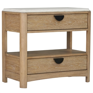 Pemberly Row 2 Drawer Traditional Wood Nightstand in Natural