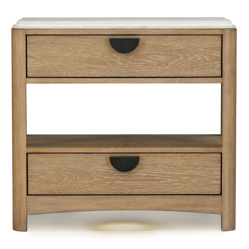 Pemberly Row 2 Drawer Traditional Wood Nightstand in Natural