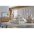 Pemberly Row Traditional Fabric Upholstered Queen Bed in Beige