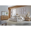 Pemberly Row Traditional Fabric Upholstered Queen Bed in Beige