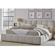 Pemberly Row Traditional Fabric Upholstered Queen Bed in Beige