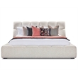 Pemberly Row Traditional Fabric Upholstered Queen Bed in Beige