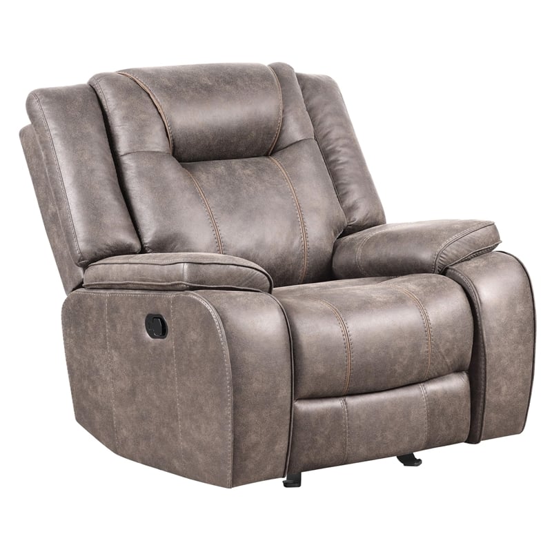 Pemberly Row Traditional Microfiber Glider Recliner in Taupe